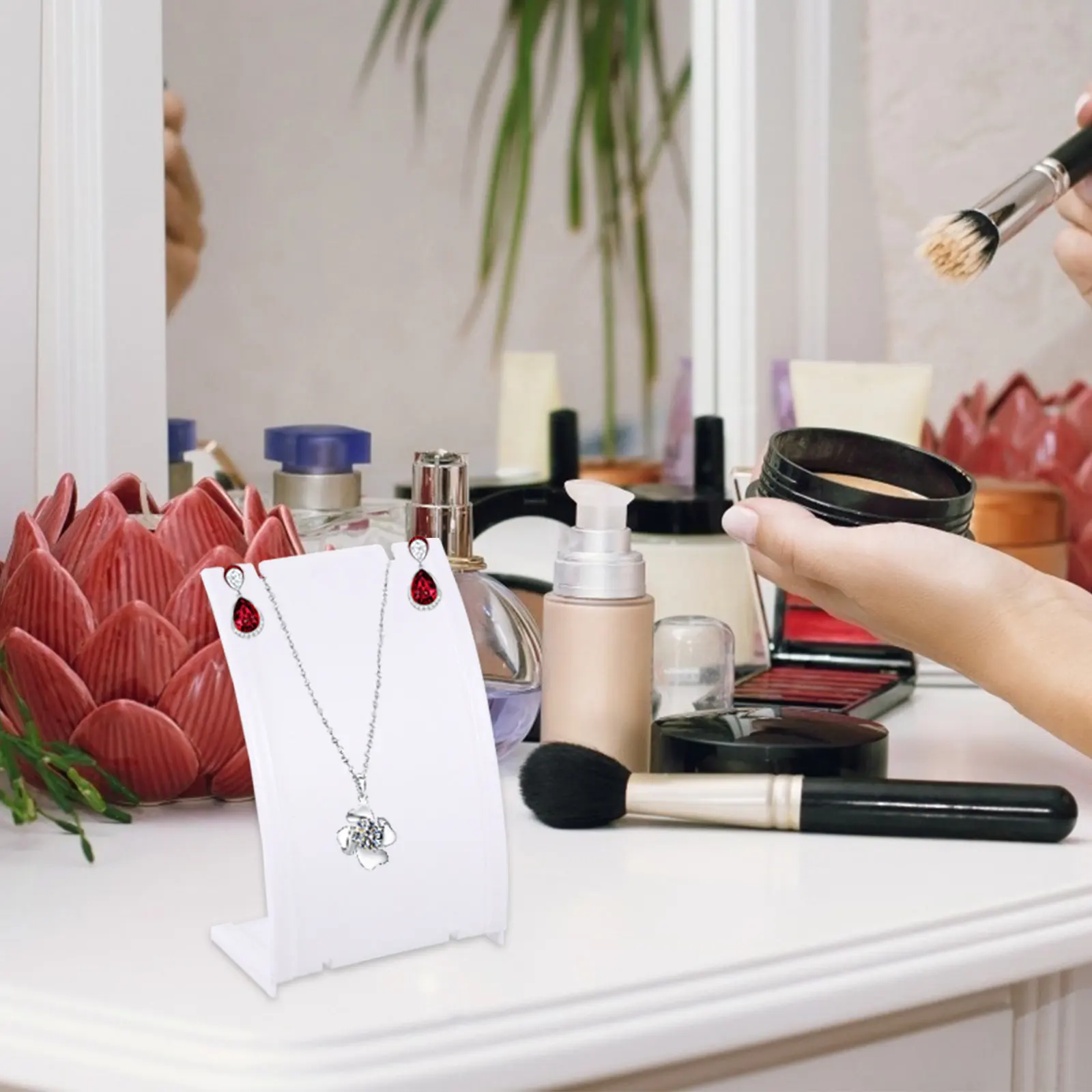 

Earring Storage Stand Necklace Display Holder Exquisite ABS Material Jewelry Rack for Women Vanity Dresser Counter