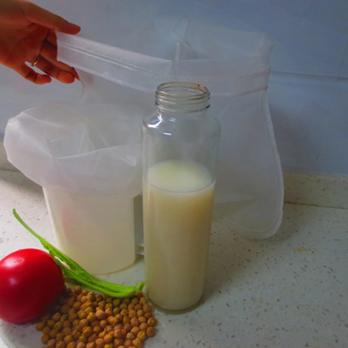 

5 Pcs Filter Bag Nut Milk Yogurt Strainer Cheesecloth Food Soy Fruit Juice Pouch