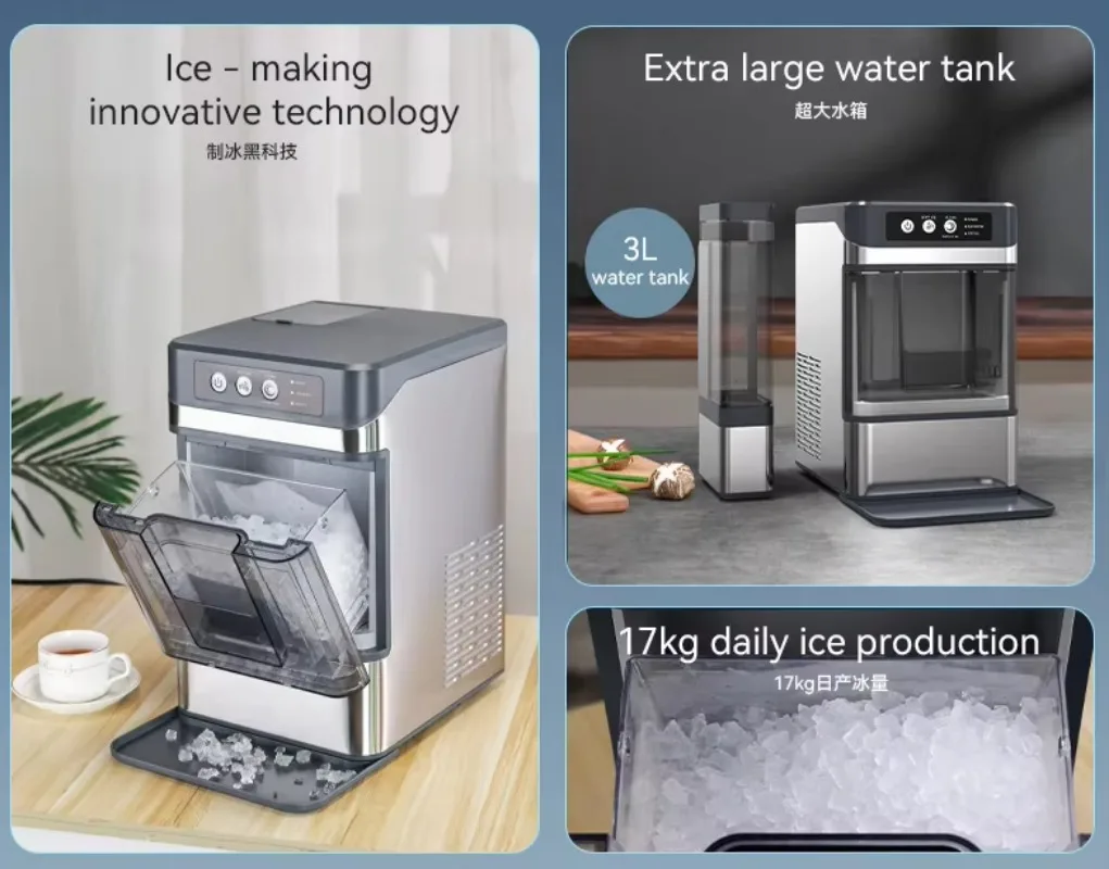 Instant delivery Home ice cube machine 6-8 minutes fast ice making, daily output of 17kg, soft and brittle ice ex-factory price
