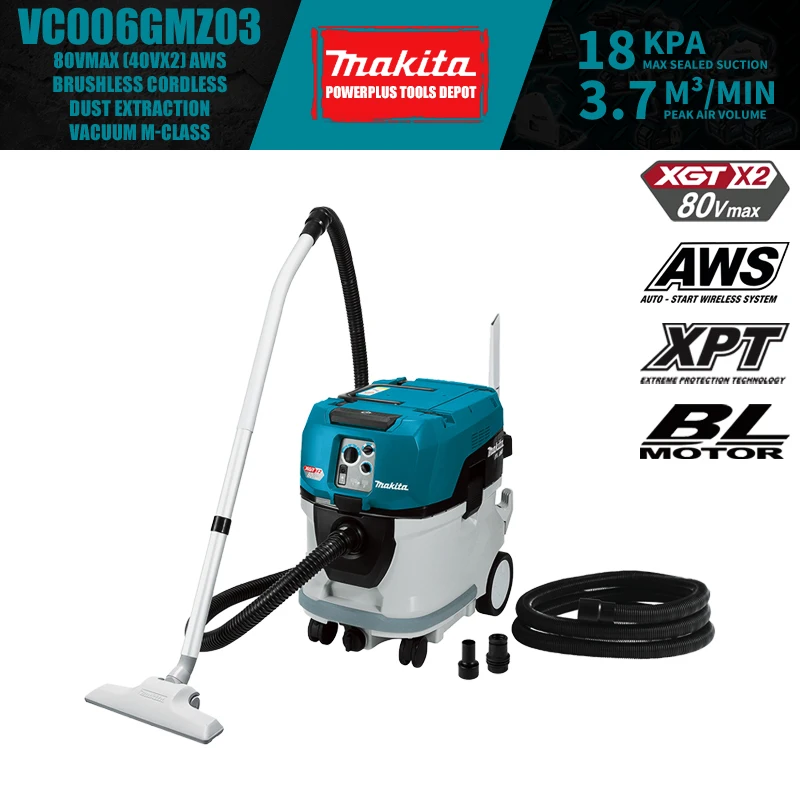 Makita VC006GMZ03 AWS Brushless Cordless Dust Extraction Vacuum M-Class 80V Power Tools Professional Wet-Dry Vacuums