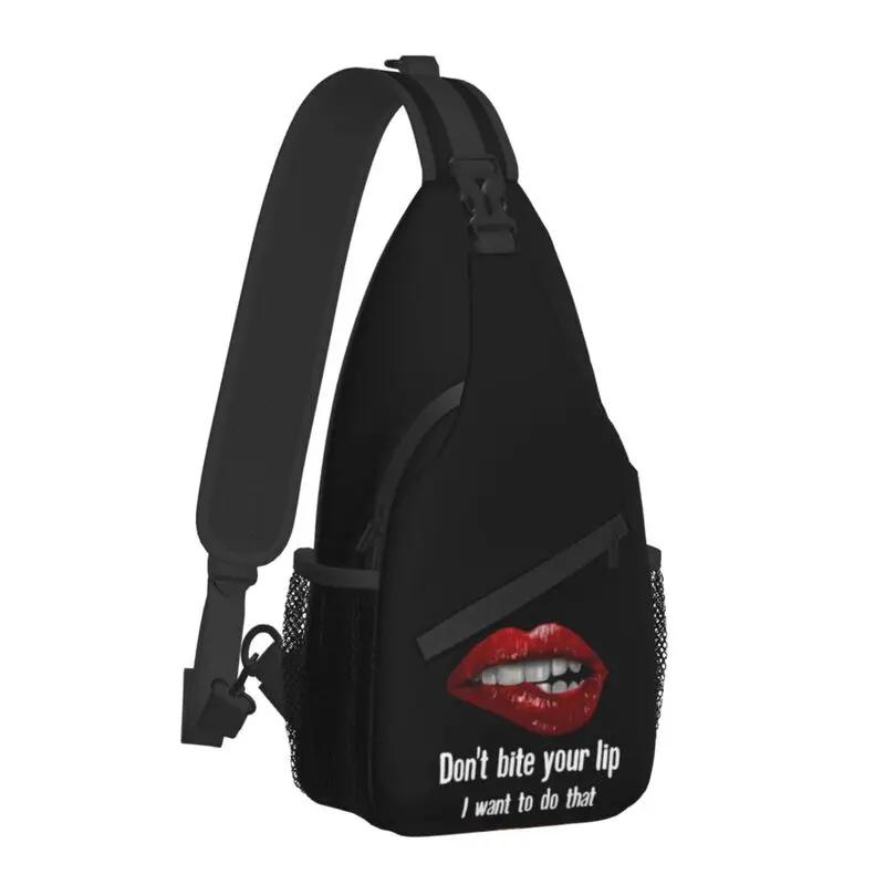 Sexy lábios vermelhos me beijar estilingue peito crossbody saco masculino casual mochila de ombro para caminhadas