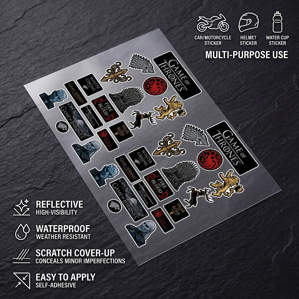 G-Game Of T-Thrones Durable Waterproof Reflective Decor Sticker Scratch Cover For Motorcycle Car Helmet Fridge Accessories