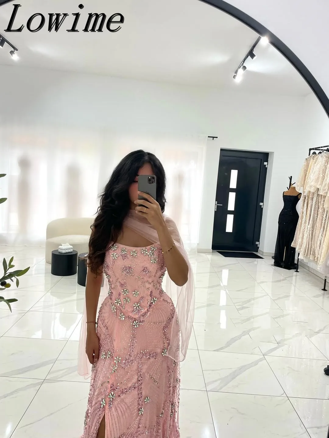 أزياء حمالة الديكور السباغيتي حزام أكمام فساتين السهرة الرسمية الوردي حفلة عيد ميلاد الحفلة الراقصة حسب الطلب