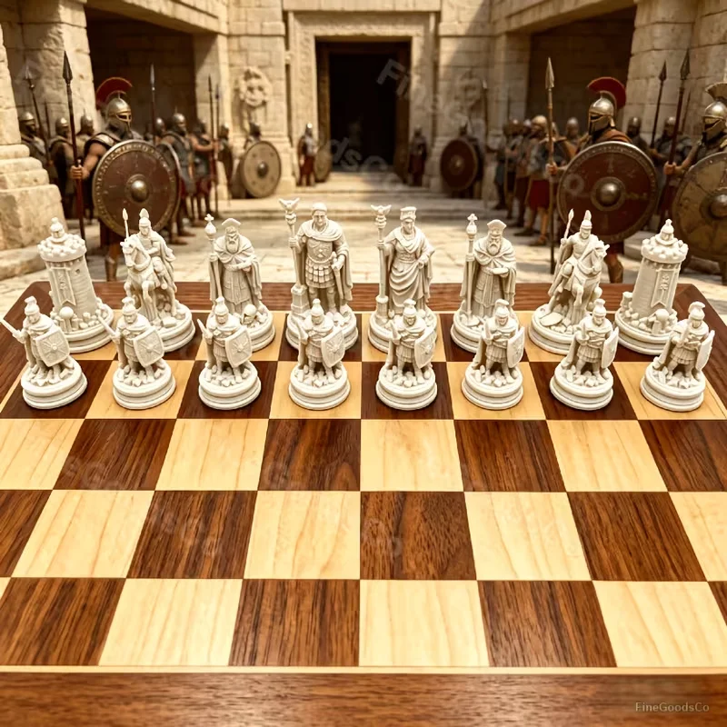 16 Pcs Ancient Spartan Warrior Chess Set Desktop Decorative Ornaments
