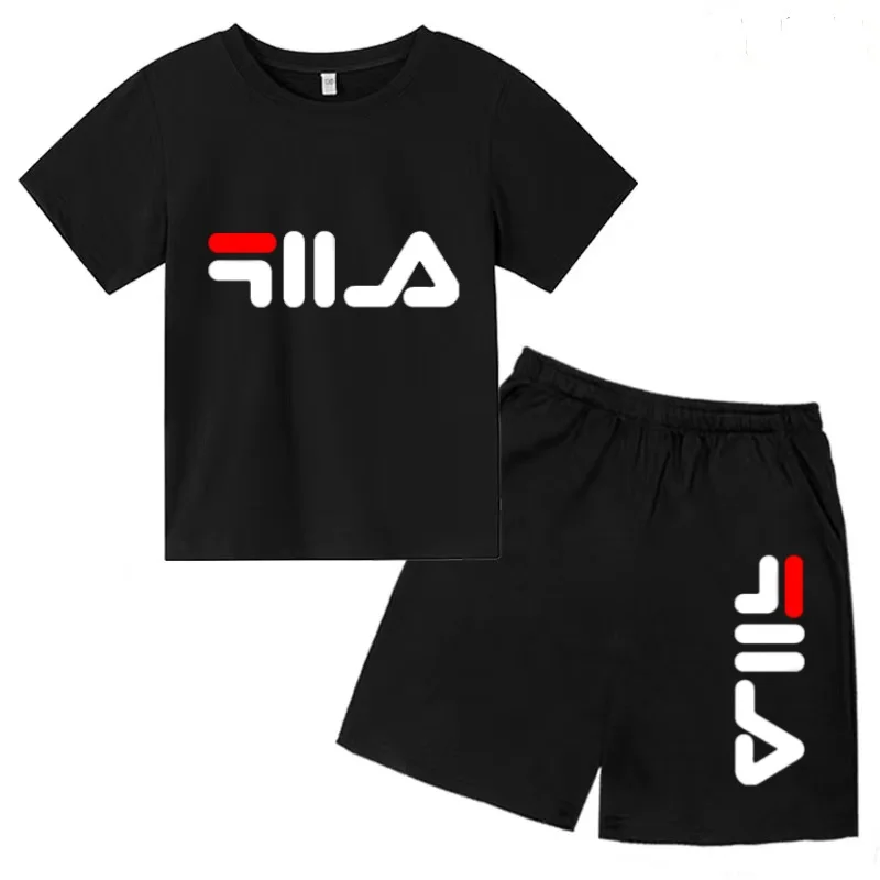 

Children's 3-12Yrs Clothes Cool Summer Fashion Letters T-shirt Boys Girls Toddler Short Sleeve+shorts 2P Casual Sports Brand Set
