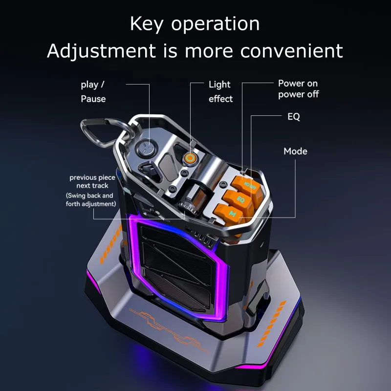 Kreatywny pulpit Bluetooth 5.3 przenośny mały dźwięk mechaniczna estetyka Cyberpunk głośniki z subwooferem bezprzewodowy Karaoke Boombox