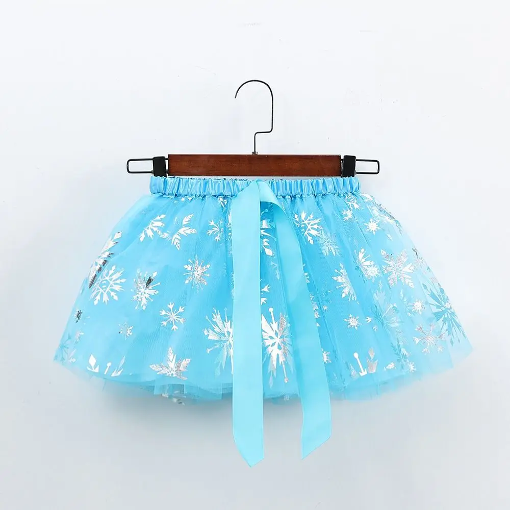 Fluffy Tulle Girls Tutu Skirts Star Sequins Mesh Children's Tulle Skirt Elastic Waist Ball Gown Princess Skirt Christmas Costume