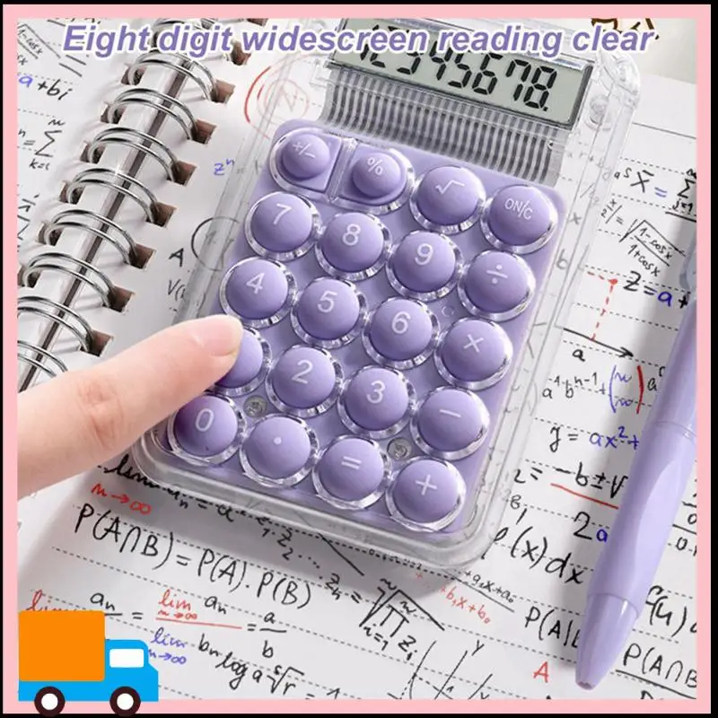Professional-8 Digits Display Silence Widescreen Mini Calculator Students Portable Transparent Electronic Calculator Daily Use