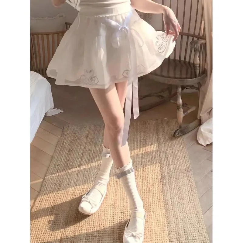 Japanese Ballet Girl Style High-waisted Versatile Strappy Skirt A-line Short Skirt 2025 New Style