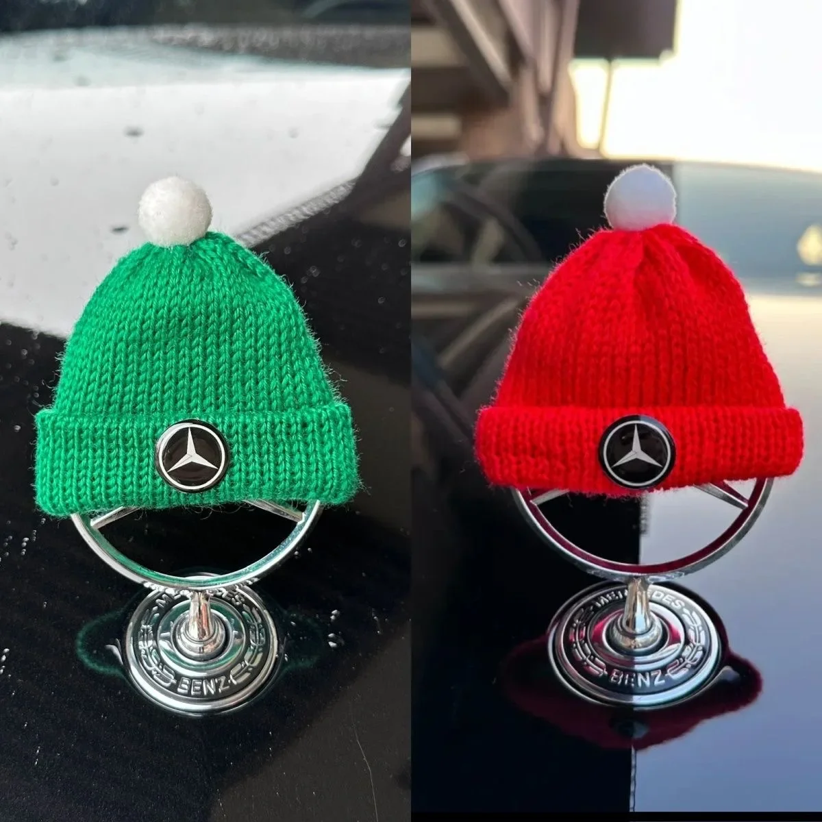 

For Mercedes-Benz new explosions set up a small red green hat Christmas cute online celebrity New Year car hanging decorative