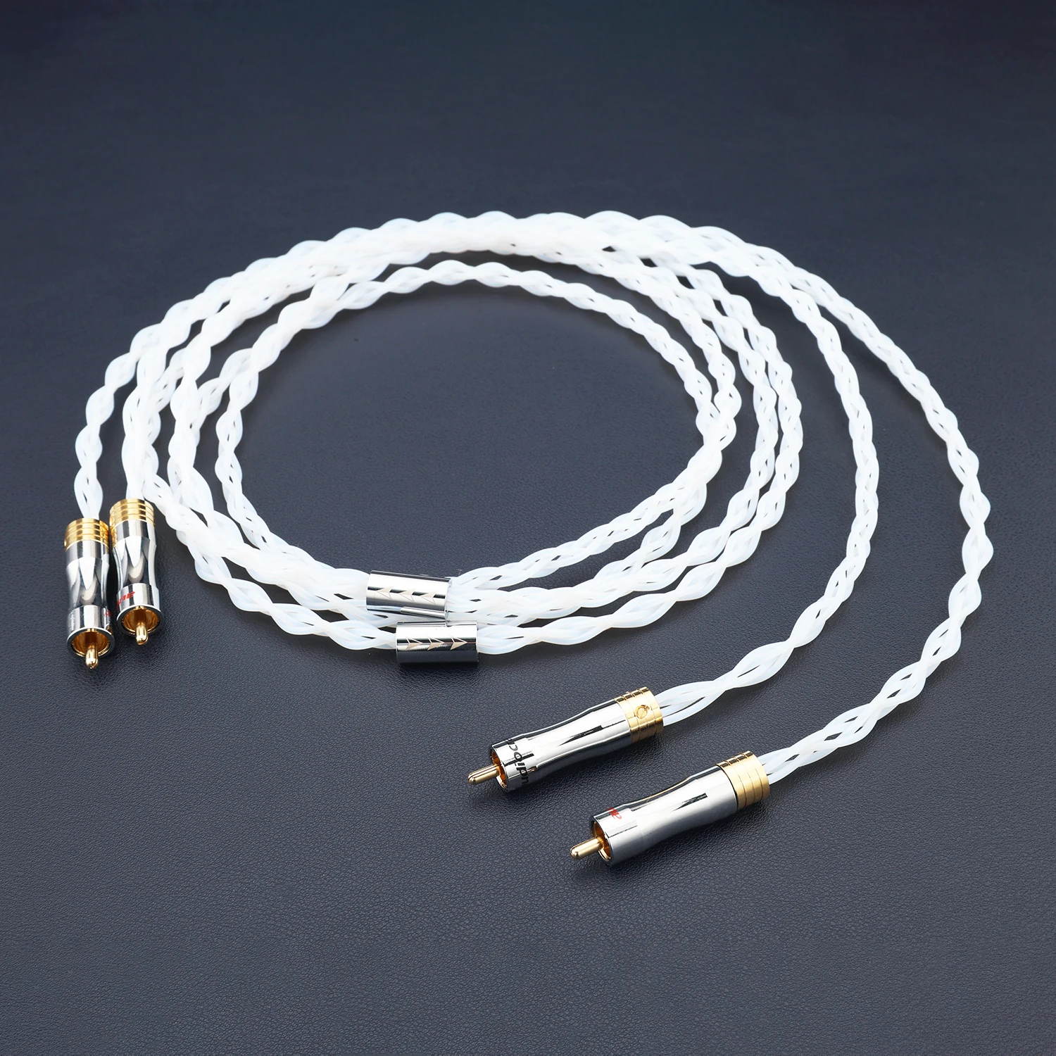 8N OCC Copper Silver Plated RCA Cable Male to Male Stereo Pair 2RCA Interconnect PTFE Shielded for Amplifier DAC CD Preamp