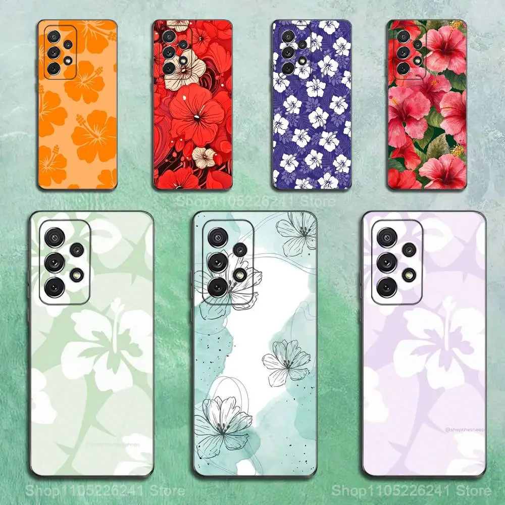 

Art Hawaiian Flower Phone Case For Samsung S9,S10,S20,S10,S21,S25,S24,S23,Ultra,FE,Plus,Lite,Soft Silicone Black Cover