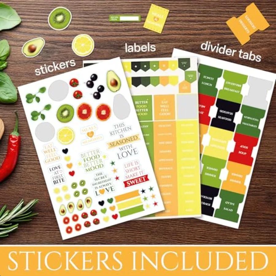 كتاب وصفات للوصفات الخاصة بك مقاس 6 × 9، كتاب وصفات الطباعة بالألوان الكاملة لكتابة الوصفات الخاصة بك مع 3 أوراق من Sti