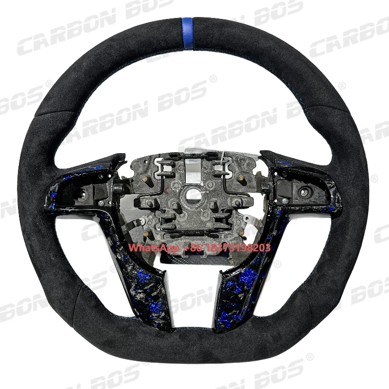 

Blue Carbon Fiber Sport Flat Leather Stitched Interior Alcantara for Pontiac G8 / Holden Commodore Ve 2009 Steering Wheel