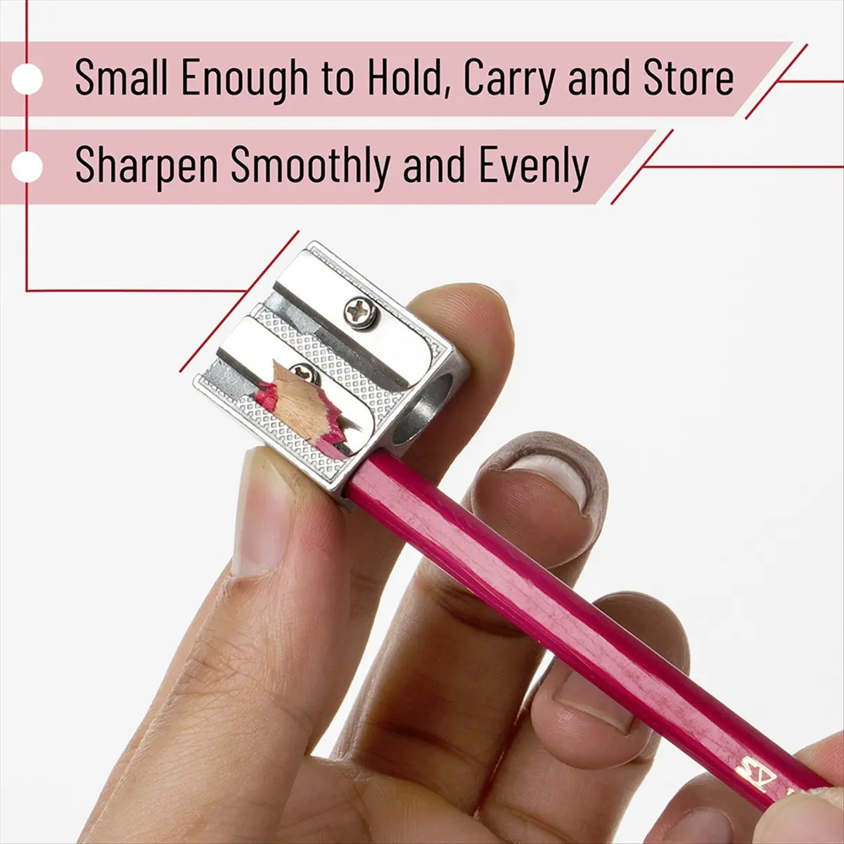 A45I Handheld Metal Pencil Sharpener with 2 Holes, Pack of 8