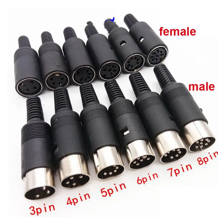 

DIN 3pin 4pin 5pin 6pin 7pin 8 Pin Male Female Plug socket jack Solder Connector with Plastic Handle D Connectors M20