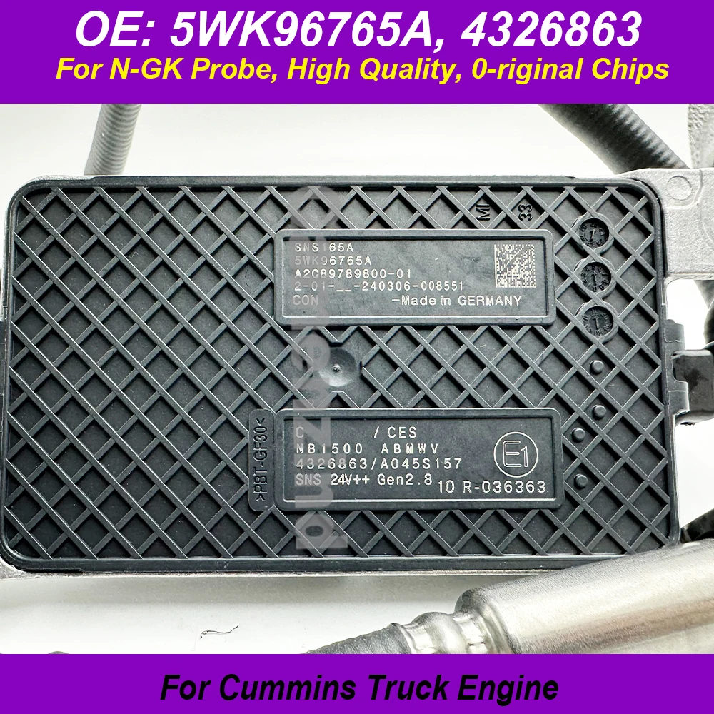 

5WK96765A For NGK Probe 4326863 High Quality Nitrogen Oxygen NOX Sensor for Cummins Truck Engine 5WK96765B A2C95913000-01