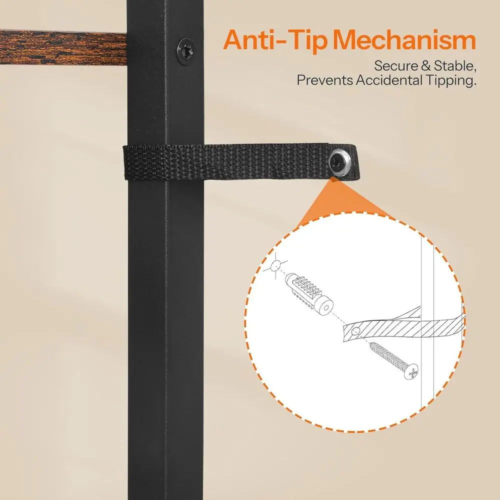 Libreria a 3 livelli in stile industriale rustico, 10 ripiani, ampio espositore, soggiorno e ufficio domestico, marrone e nero