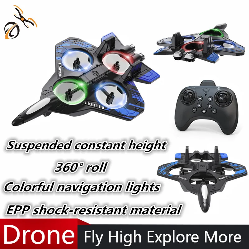 L101 Foam RC Plane Fighter 2.4G Remote Control Stunt Glider 360 ° Rolling Flight Flying EPP Foam Aircraft with LED Toys for Kids