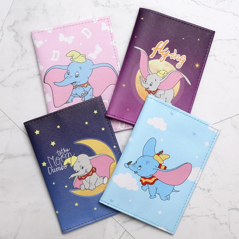 Disney Marrie PU Printed Passport Holder ID Card Cover Action Figure Toys Dumbo Cute Cards Storage Bag Girls Kids Birthday Gifts