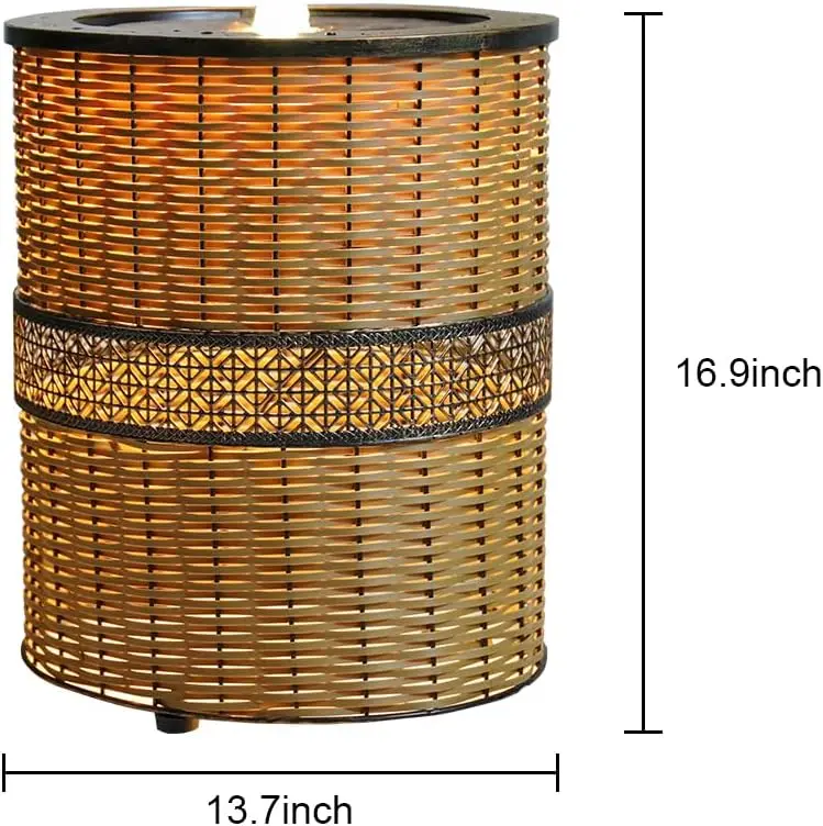 Fuente de jardín tejida a mano para interior y exterior, fuente cilíndrica de Metal de 16,9 pulgadas de alto con luz LED y Pumpen