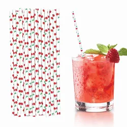 100pcs disposable cherry paper straws bulk Eco-friendly reusable straw for drinks coffee cocktails sodas drinkware Caliber 6mm