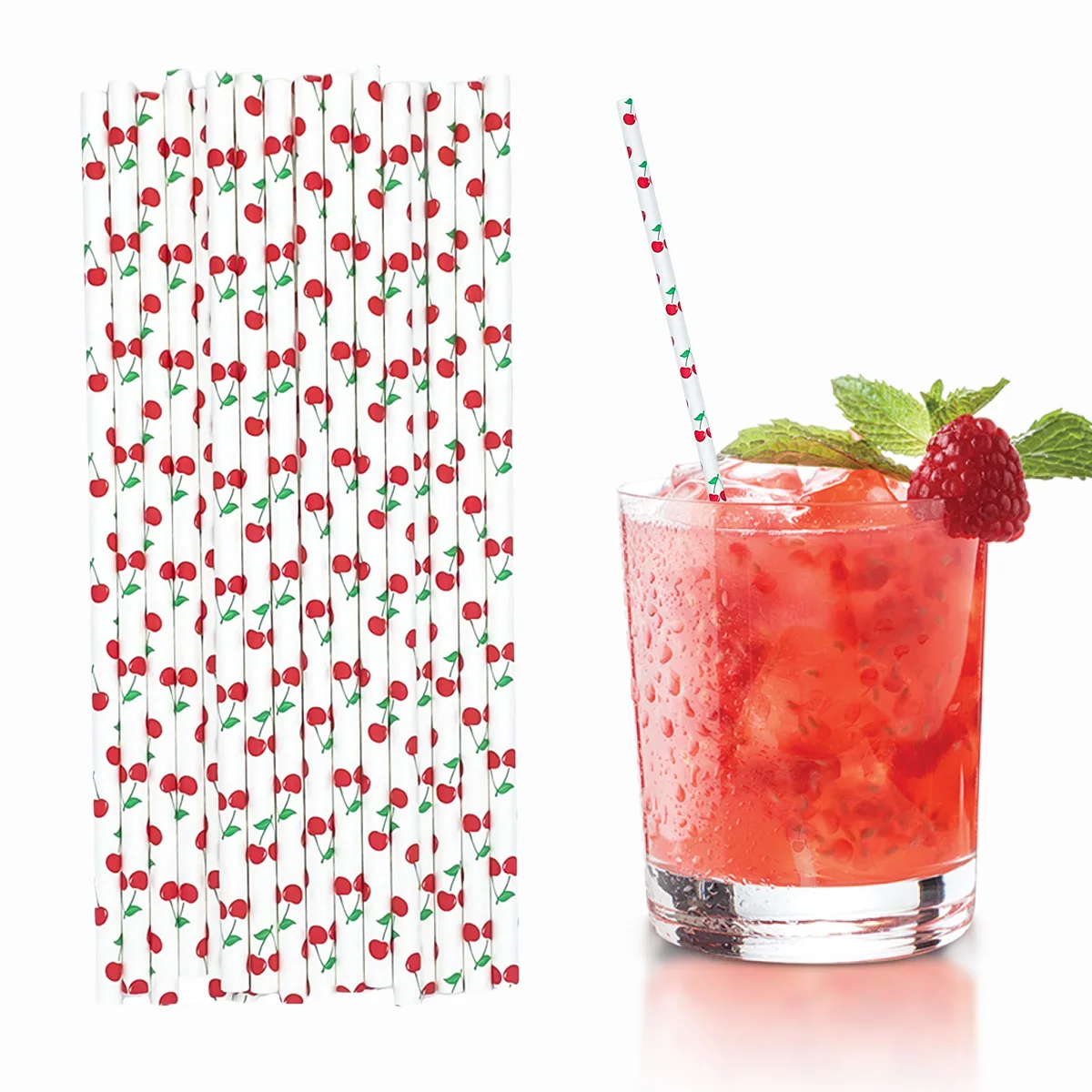 100 sztuk jednorazowych słomek papierowych wiśni luzem Ekologiczna słomka wielokrotnego użytku do napojów kawa koktajli sodas naczynia do napojów Kaliber 6mm