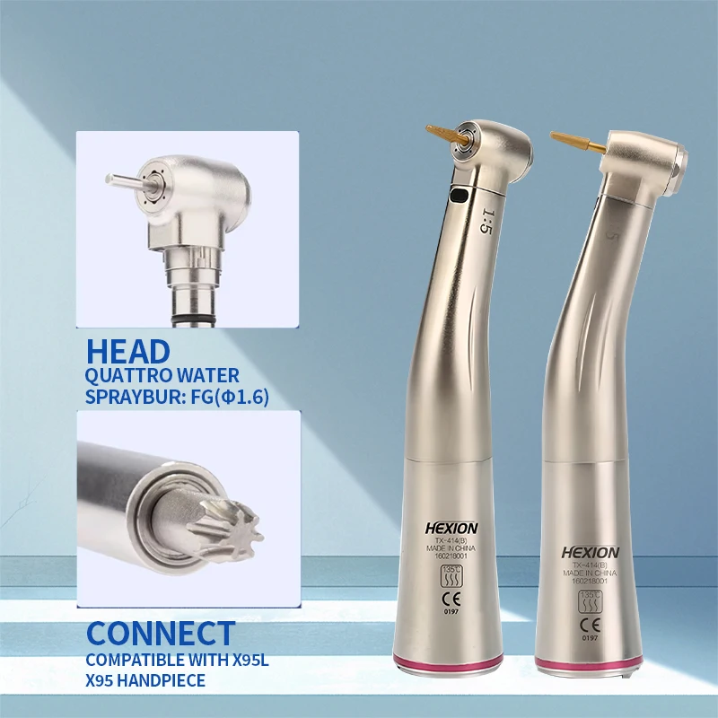

HEXION Dental 1:5 красное кольцо, угловой внутренний распылитель воды, низкоскоростной наконечник, увеличивающий оптическое волокно для двигателя E-типа