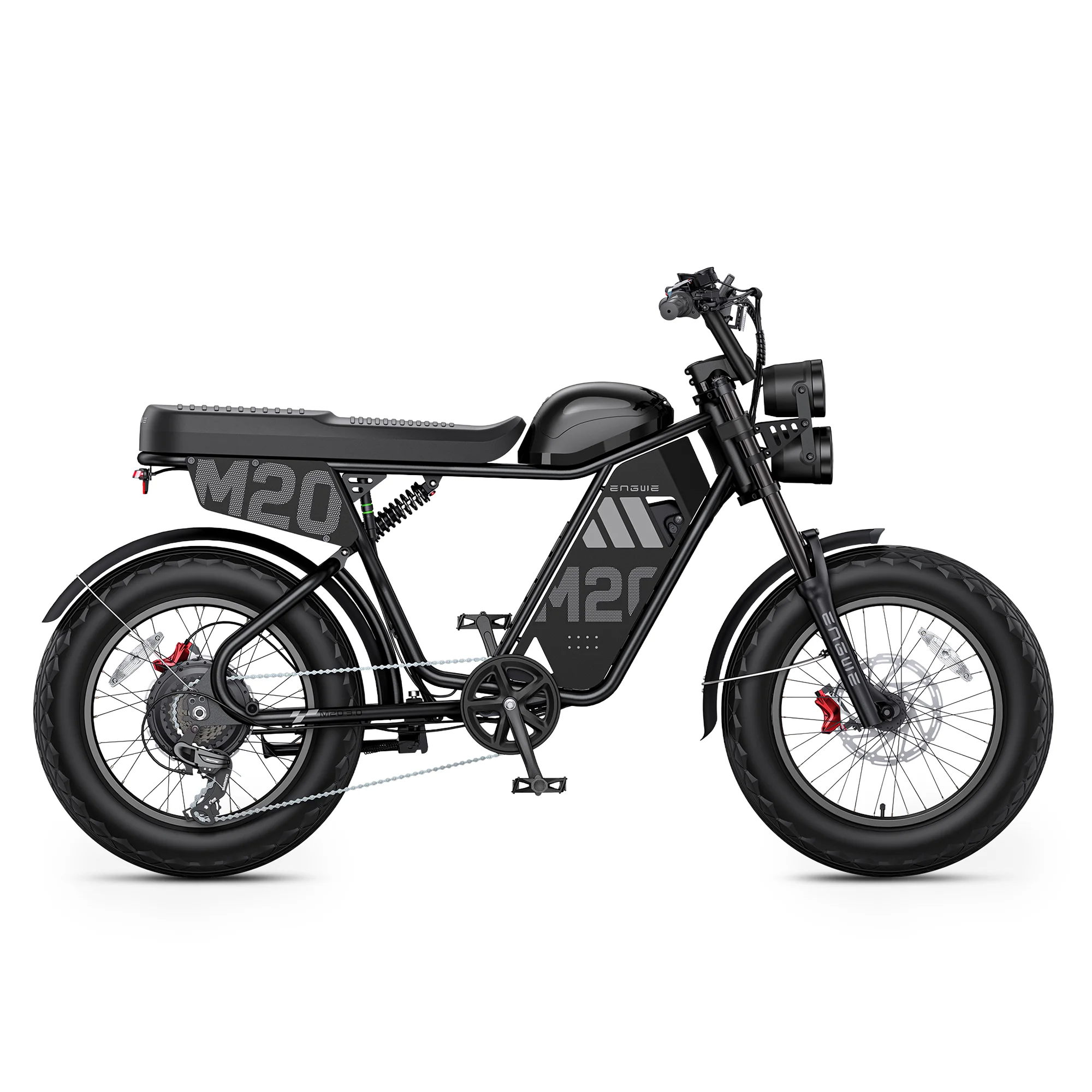 ENGWE M20 3.0 Moped-Style Electric Bike, 3300W Peak, 60V 20Ah, 40 MPH, 90-Mile Range, 20x4 Tires, Full Suspension