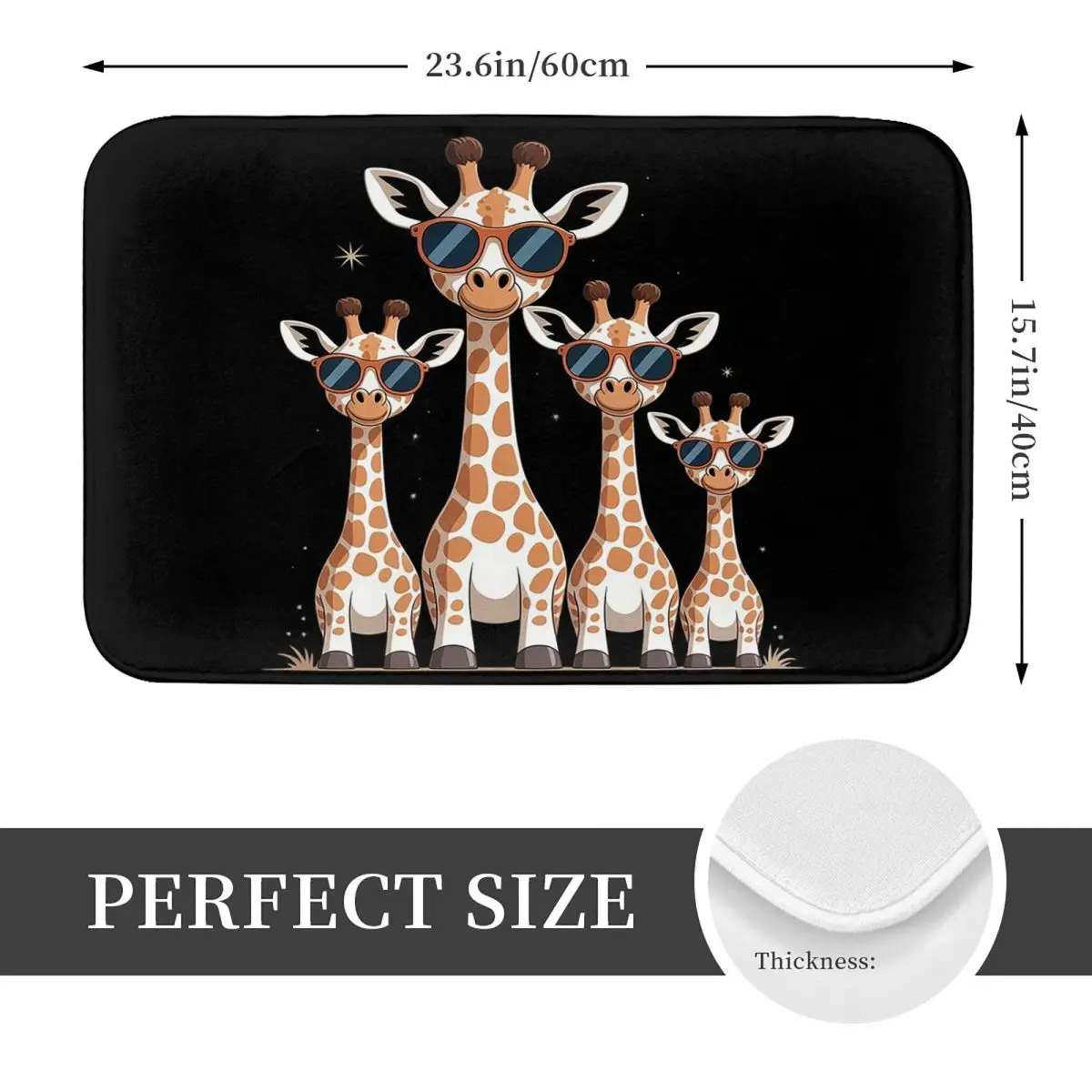 Giraffe Family Design Anti-slip Doormat Floor Mat Antiwear Carpet Rug for Kitchen Entrance Home Bathroom Footpad Mats