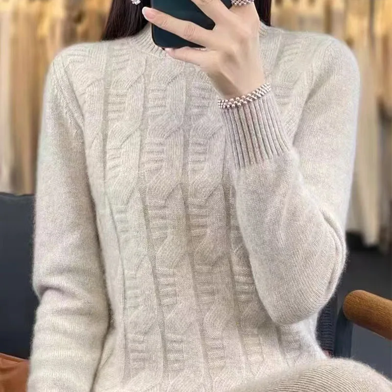 Half High Neck Sweater For Woman  Casual Solid Color Tops  Long Sleeve Comfortable And Warm Pullovers Knit Autumn Winter Sweater