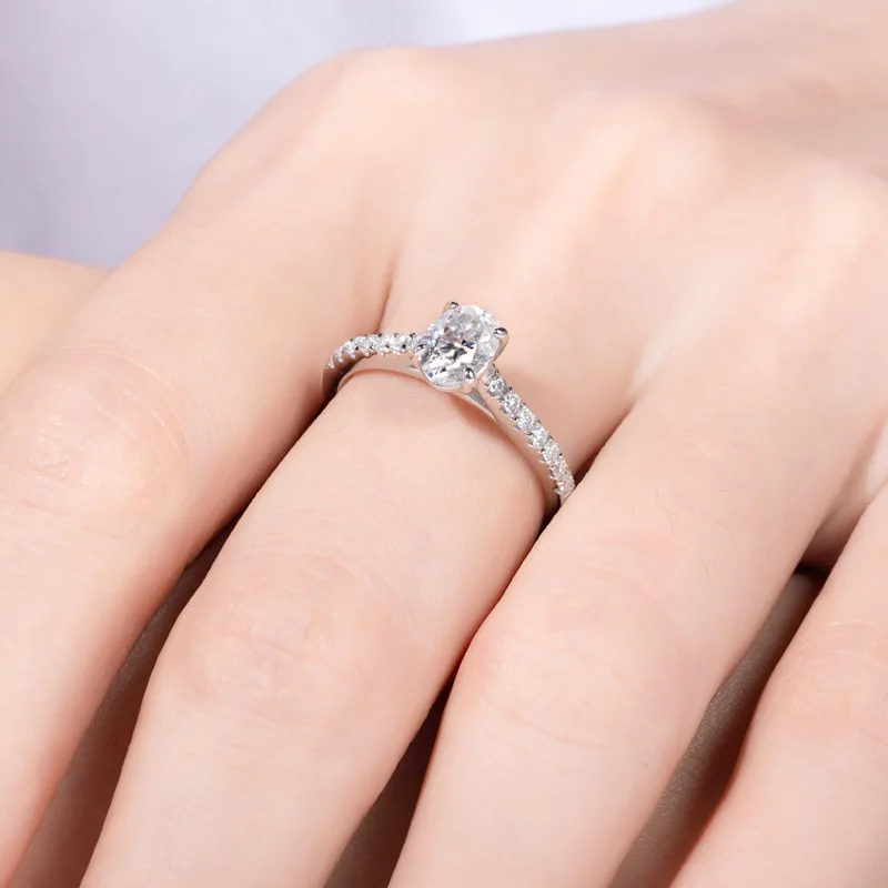 Carnica 8×10mm 3CT Stone Real Moissanite Ring for Women 100% S925 Sterling Silver Sparkling Wedding Band Jewelry GRA D Color Hot