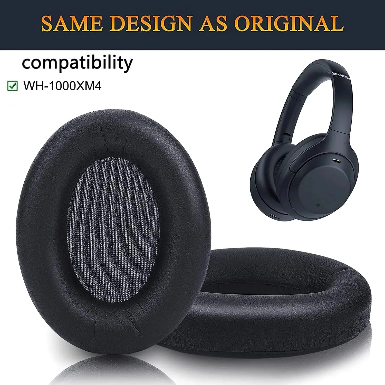 1000XM4 Replacement Earpads Noise Canceling Ear Cushions Protein Leather Ear Covers Repair Parts for Sony WH-1000XM4 Headphones view 4