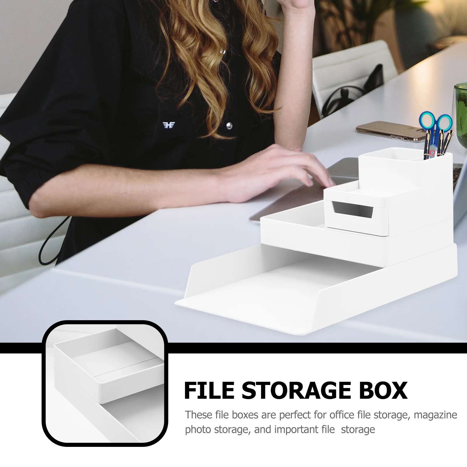 

1Set File Storage Boxes Wear Resistant Plastic Office Desktop File Holders Document Organizers Storage Containers