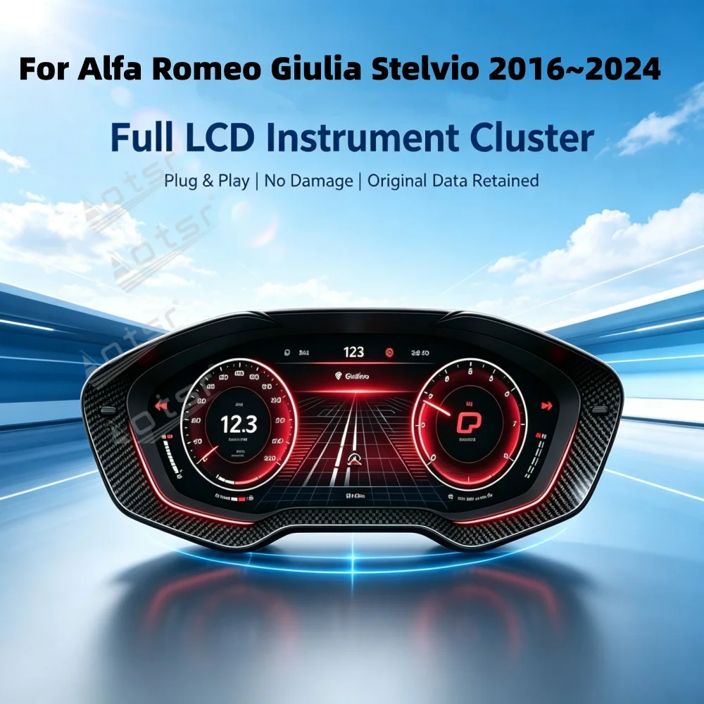 For Alfa Romeo Giulia Stelvio 2016~2024 Car Speed Meter LCD Cluster Instrument Panel Multimedia Player Dashboard Modification