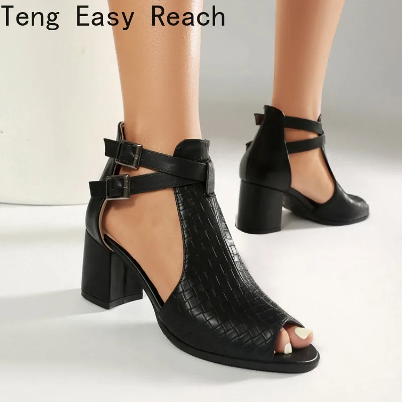 

2026 Casual Women's Fish Mouth Sandals Fashion Open Toed High Heels Thick Soled Women's Shoes Size 35-46