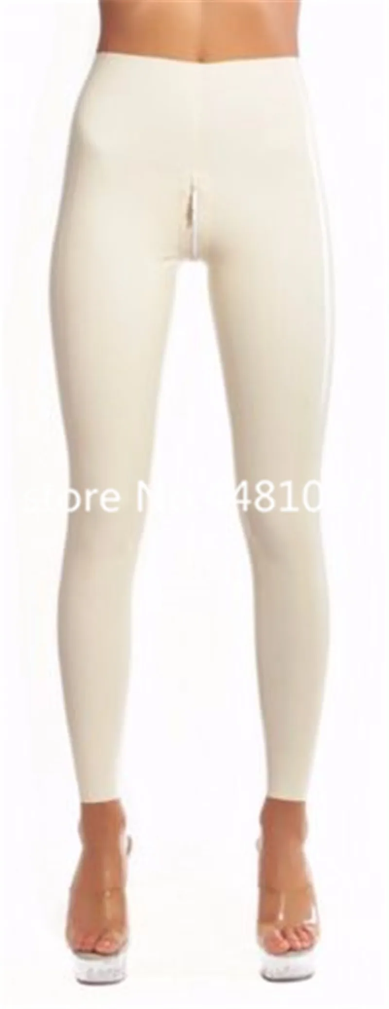 

Latex Rubber White Pants for Women latex Trousrs Females' Leggings with Crotch Zip Custom Made