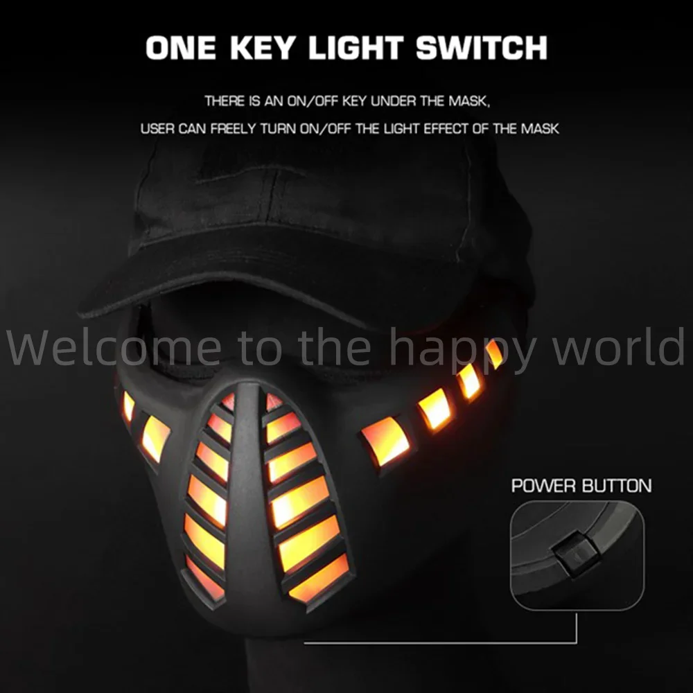 Tactical Cyberpunk LED Mask caccia Shooting Airsoft protettivo traspirante mezza maschera maschera Cosplay di Halloween