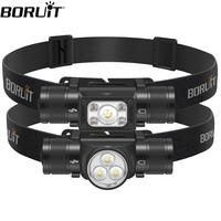 BORUiT LED Headlamp 2000LM XPG USB C Rechargeable Powerful Mini Headlight 180° Swivel Base with Red Light Mode 18650 Head Torch