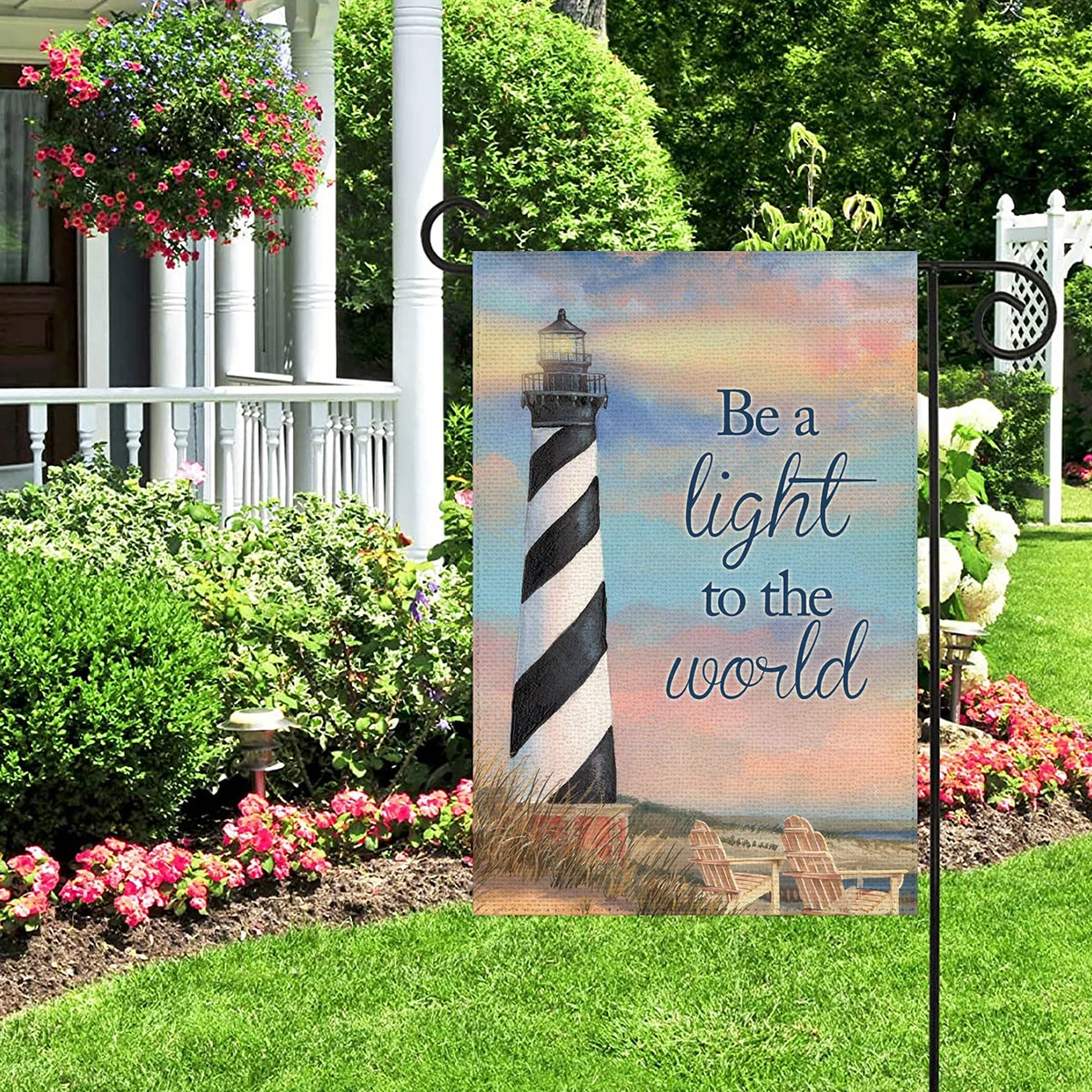 1PC  Be A Light To The World Pattern Linen Cotton Garden Flag Banner Indoor Outdoor Home Garden Hanging Decor