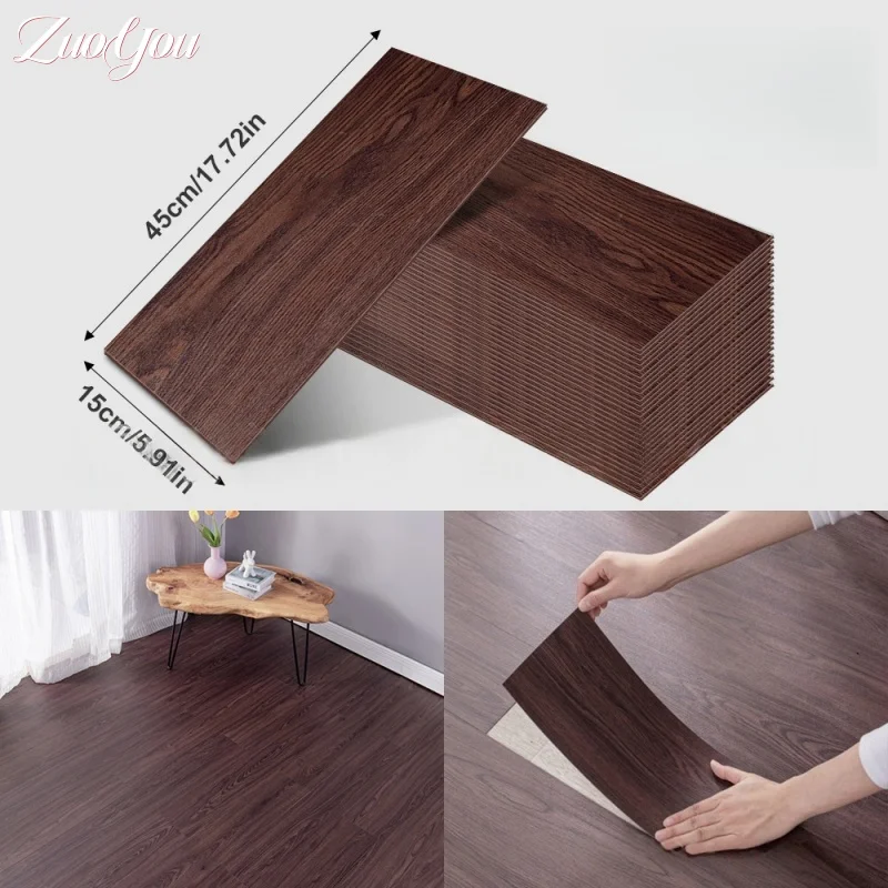 

Imitation Wood Grain Self-adhesive Floor Sticker Waterproof for Kitchen Bedroom Living Room Peel and Stick Flooring Home Decor