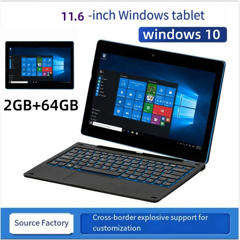 11.6 INCH 2GB RAM 64GB ROM T10 Tablet Z3735G CPU 1366*768 IPS Screen WIFI Quad Core Touch Screen 2 in 1 PC G12 Dual Camera