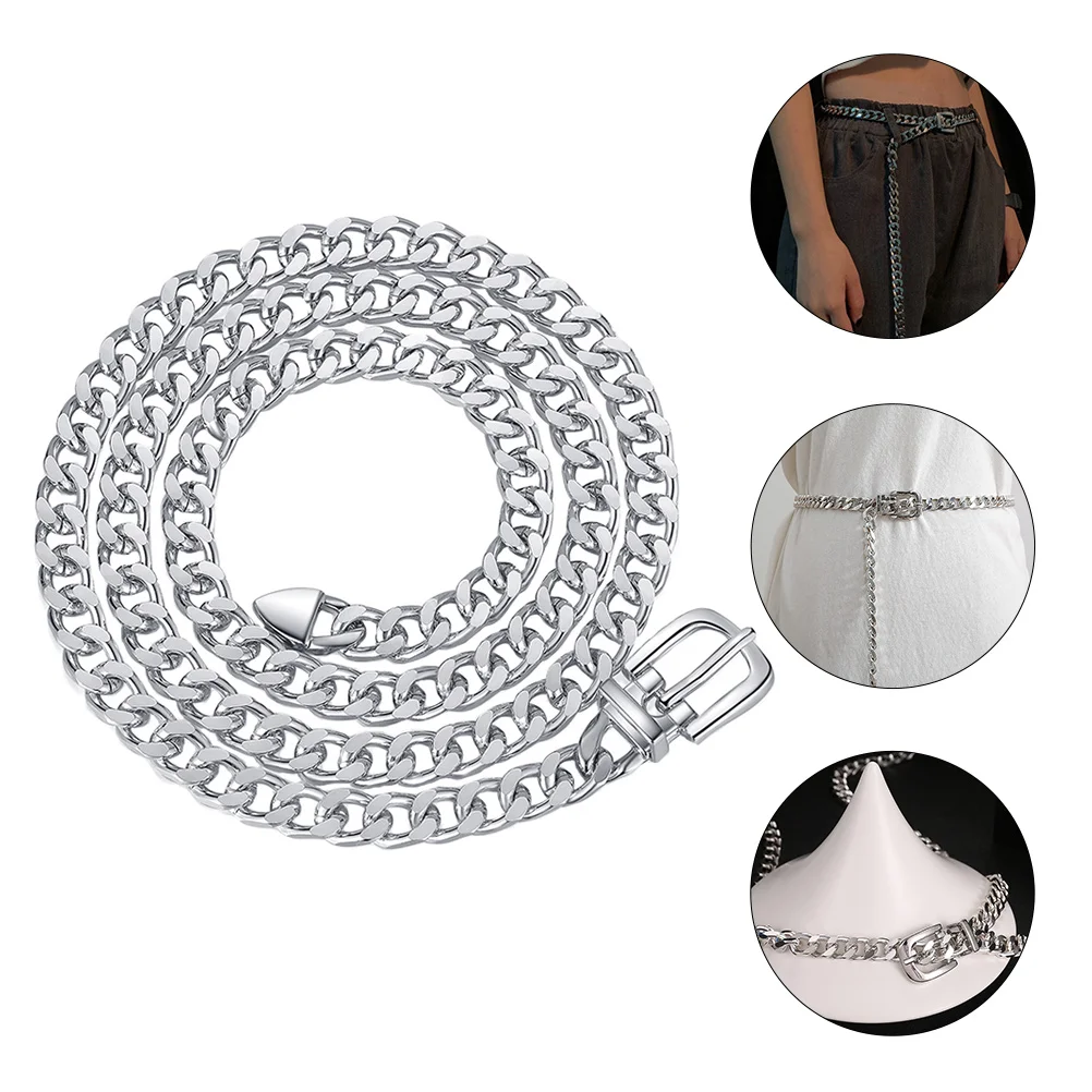 

Belt Silver Body Chain Rhinestone 115X25CM Metal Punk Waist