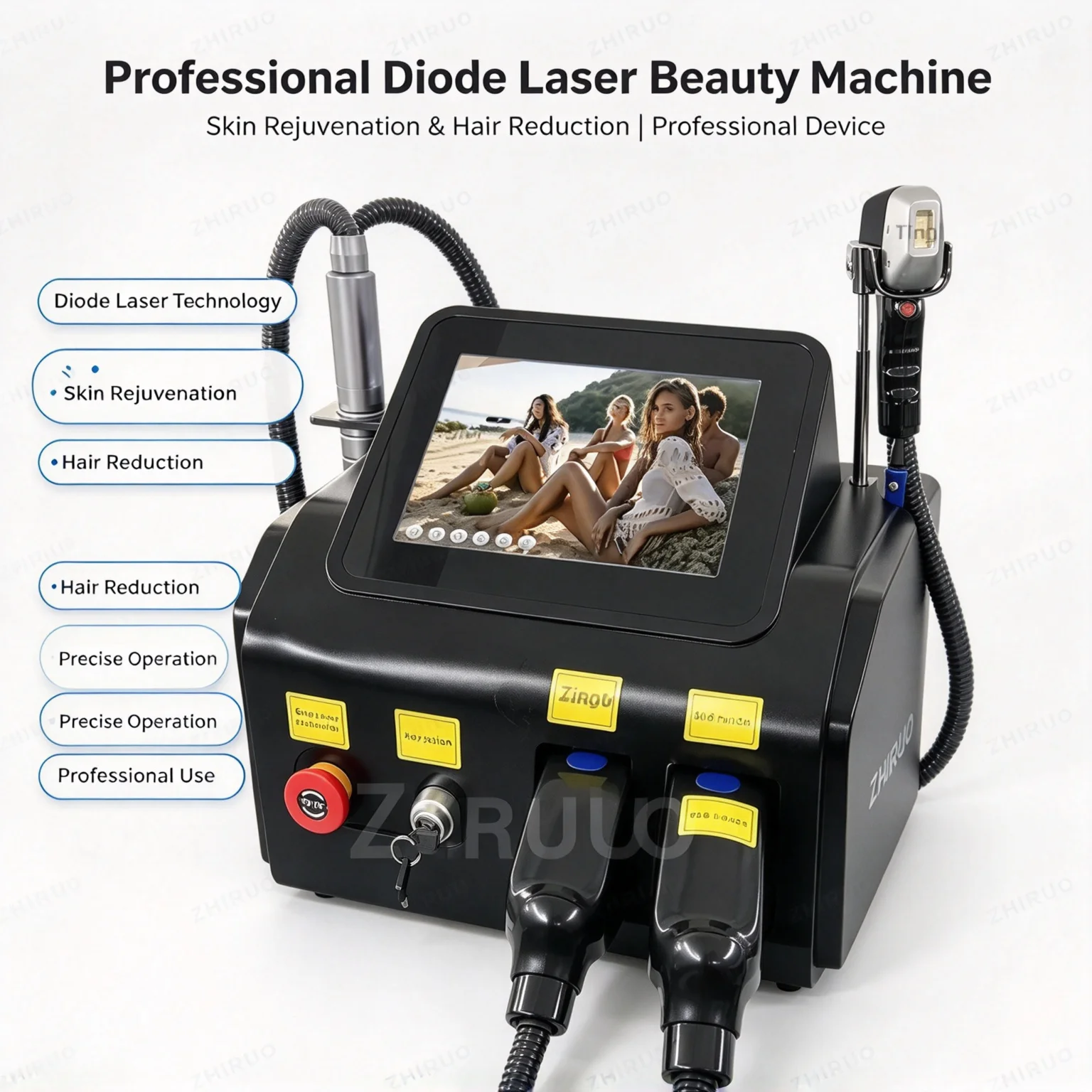 4000W Soprano Titanium Ice Platinum Diode 755 808 1064nm 3 Wavelength Laser Machine Painless Diode Hair Removal Machine 2024