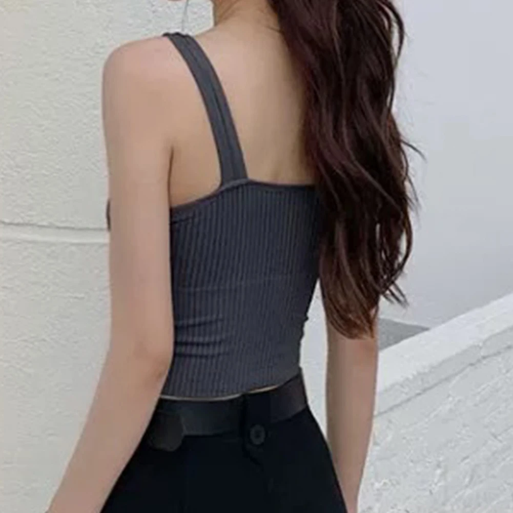 Spring Wear White Womens V Neck Sling High Stretch Sleeveless Shirt Bralettes Solid Color Vest High Elasticity
