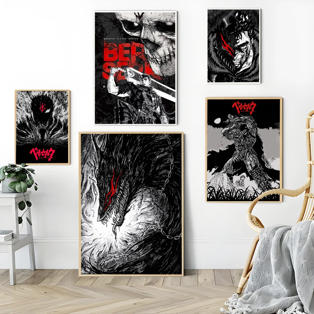 Japanese Art Wall BERSERK Good Quality Prints and Posters Vintage Room Home Bar Cafe Decor Aesthetic Art Wall Painting