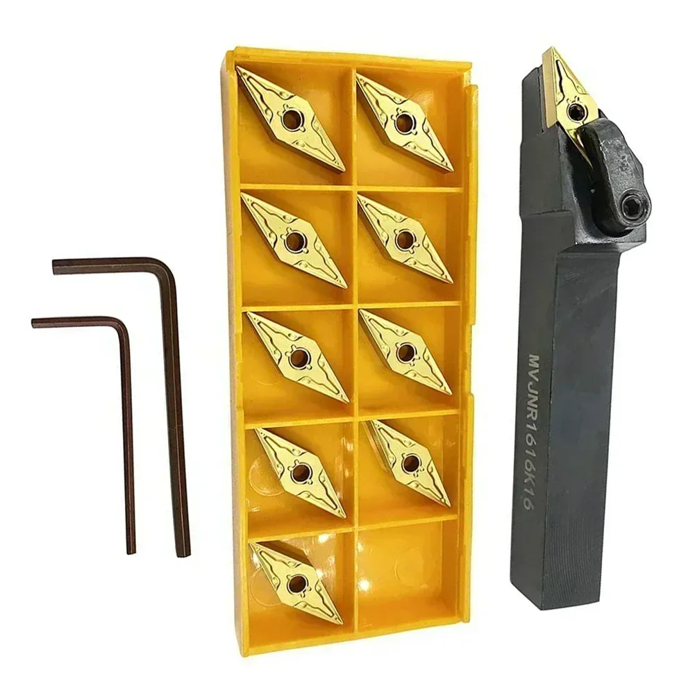 

Держатель токарного инструмента MVJNR1616H16 16 мм с 10 твердосплавными пластинами VNMG160404 для токарных станков и обработок отделки