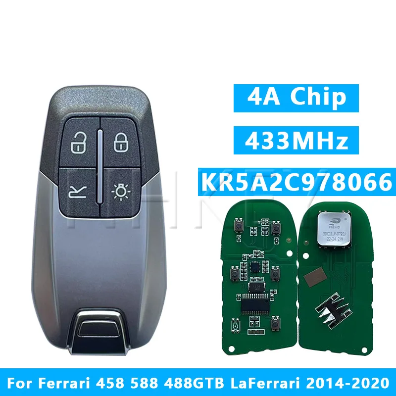 

NH KEY Aftermarket CN094005 4A Chip Remote Key For Ferrari 458 588 488GTB LaFerrari 2014-2020 key 433mhz FCCID: KR5A2C978066
