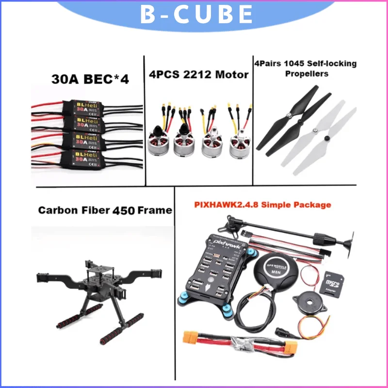 

PIXHAWK 2.4.8 Flight Controller with M8N GPS for FPV450 Quadcopter, BLHeli 30A ESC & 2212 Motor Open Source Drone Kit