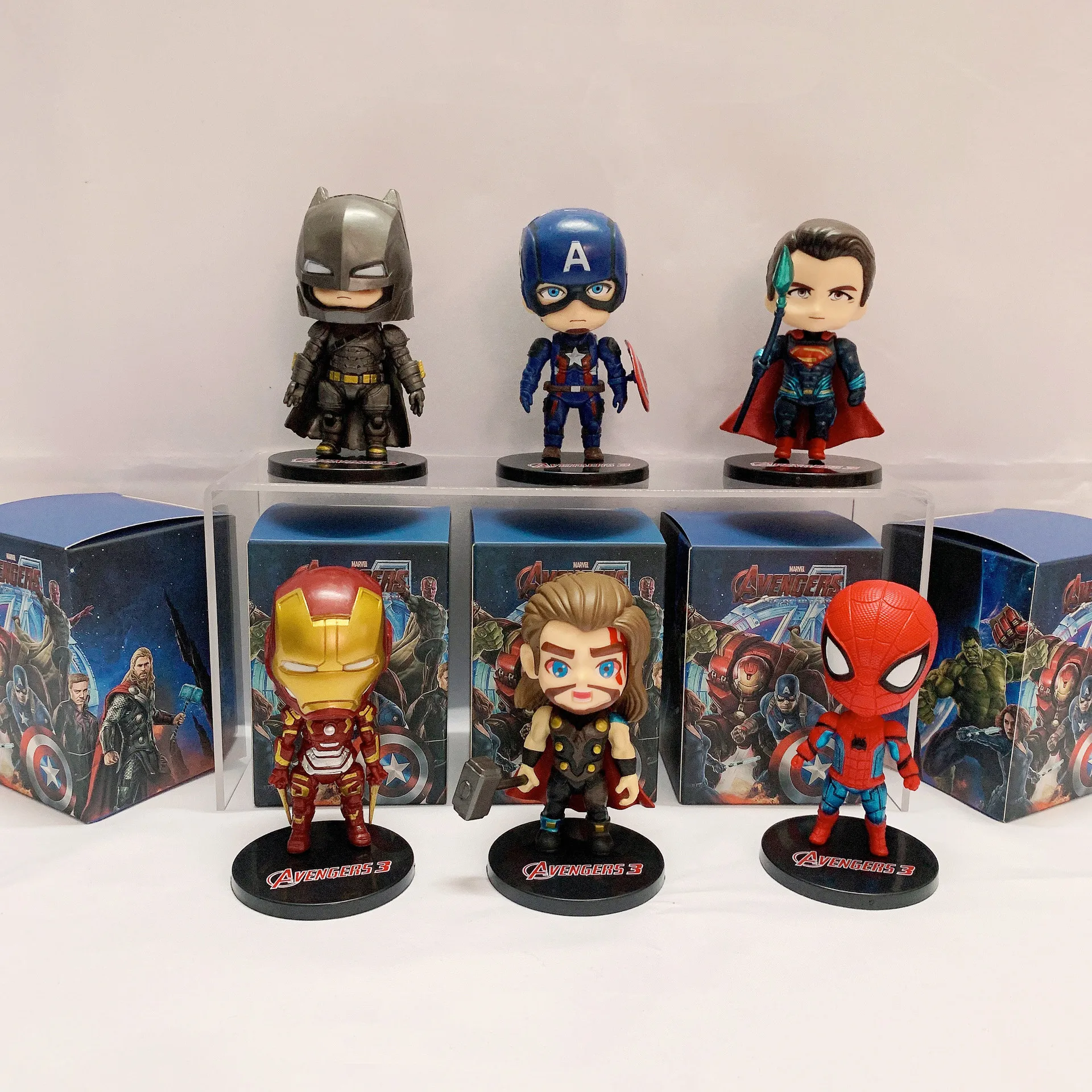 

10cm Marvel Comics The Avengers Hand-Made Blind Box Captain America Iron Man Model Toy Collectible Hand-Made Model Children'S Or